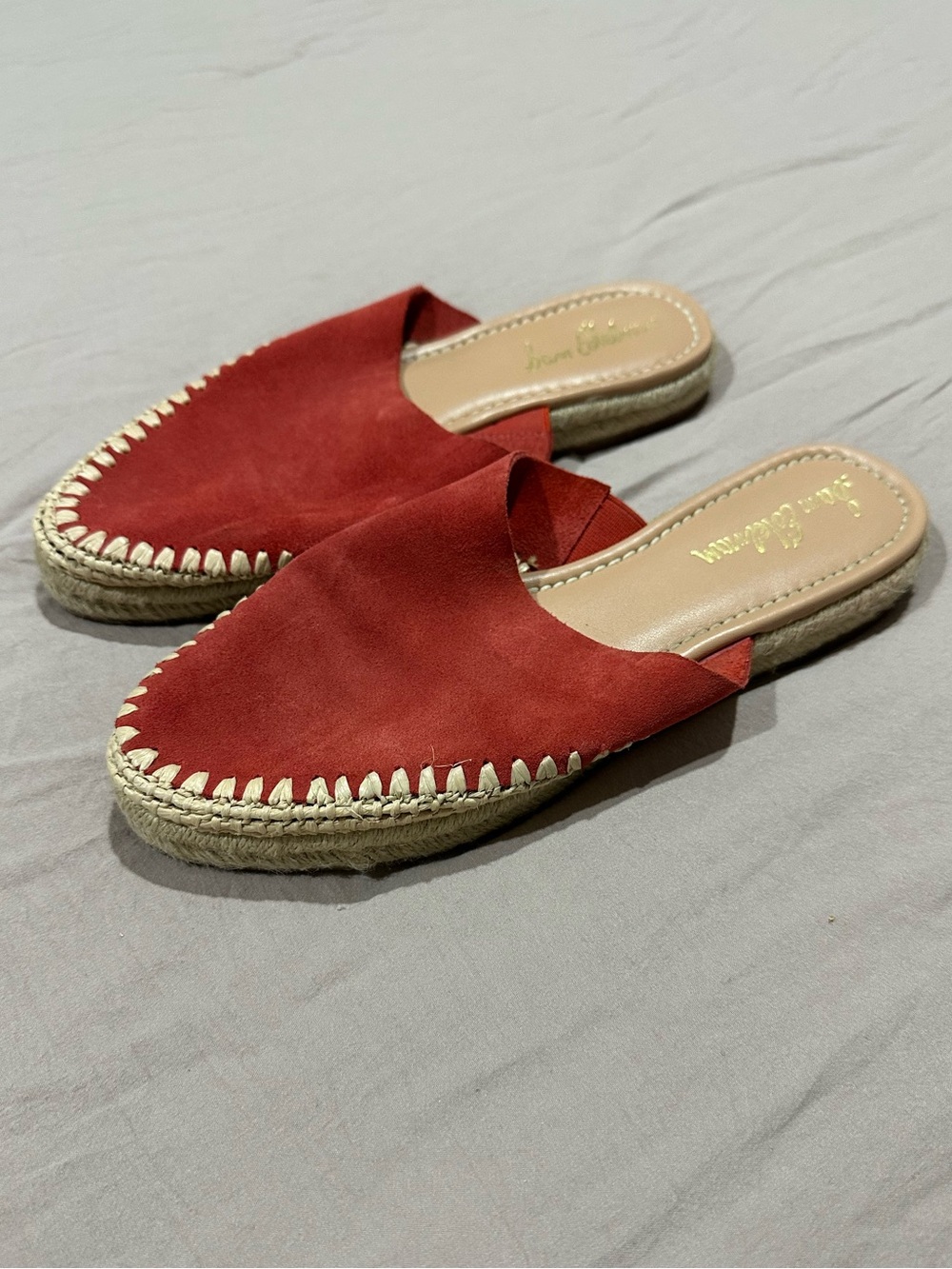 Sam Edelman Red Suede Espadrille Slide Mules
